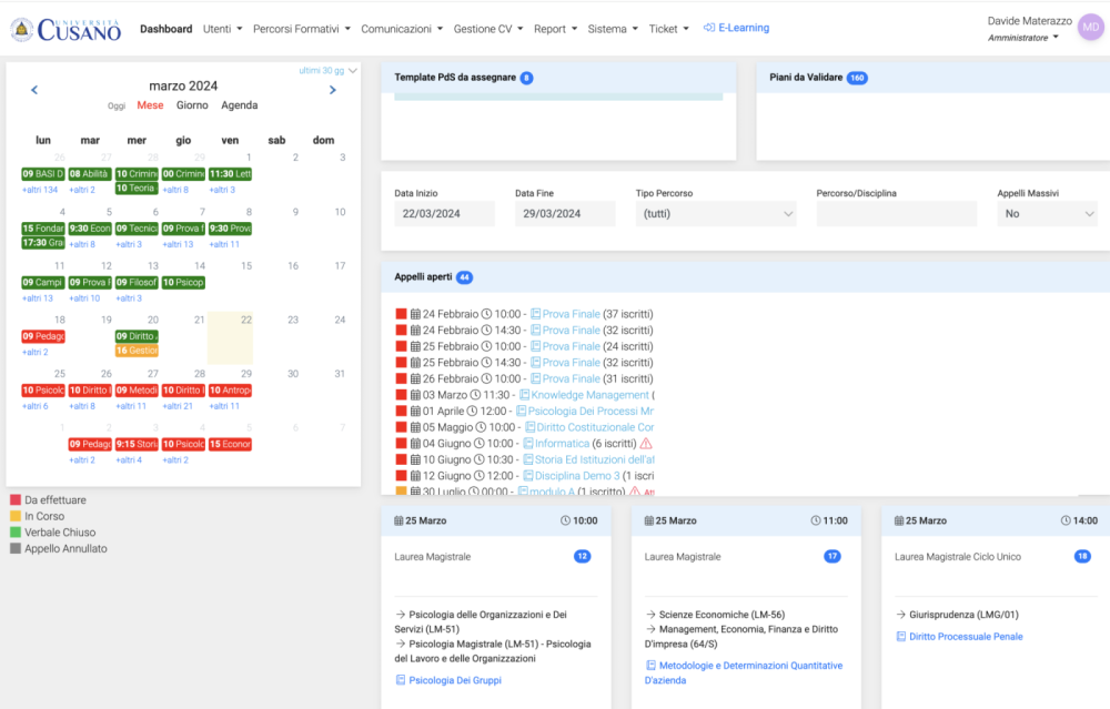 Gestionale didattico Unicusano